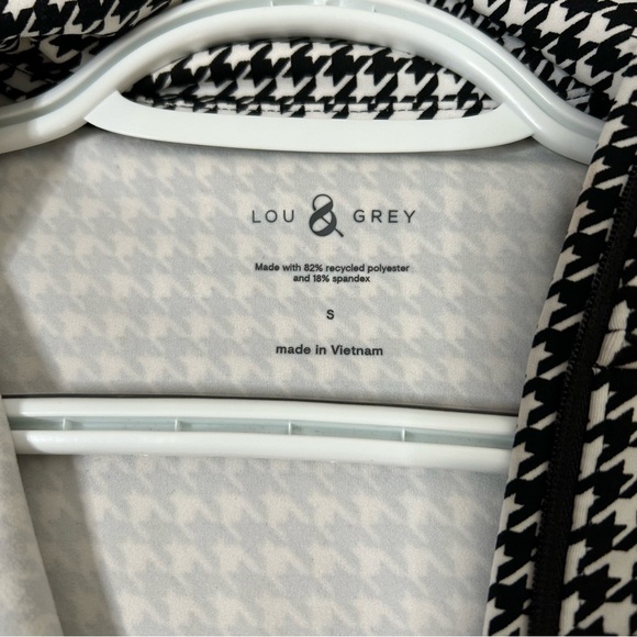 Lou & Grey Houndstooth Half Zip Pullover Athleisure Top Size Small Black White - Picture 3 of 11
